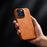 For iPhone 16 Pro Max Case Calf Texture PU Leather Coated PC Phone Cover - Orange - 2