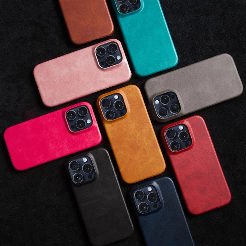 For iPhone 16 Pro Case Calf Texture PU Leather Hard PC Protective Phone Cover - Grey - 7