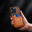 For iPhone 16 Pro Case PU Leather Card Slot Cloth Texture Hard PC Phone Cover - Blue - 3