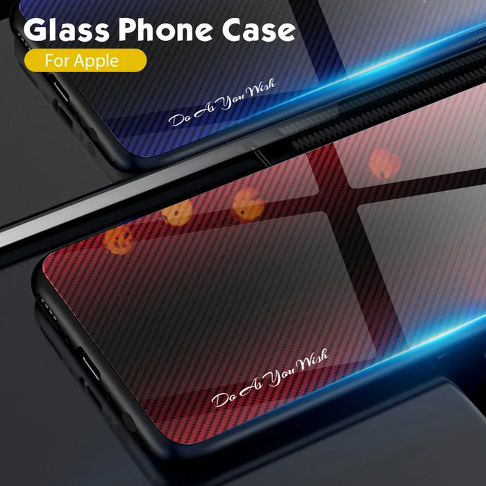 For iPhone 16 Plus Case Carbon Fiber Texture Tempered Glass+TPU Phone Cover - Black - 7