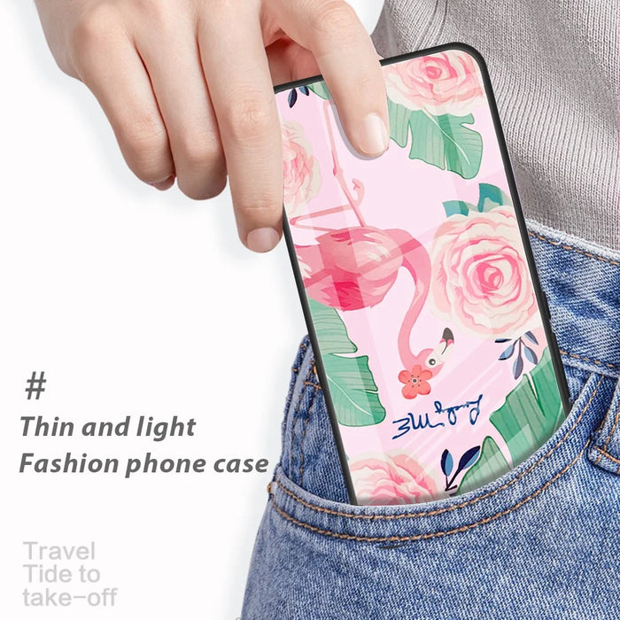 For iPhone 16 Plus Case Tempered Glass+PC+TPU Phone Cover - Lovely - 4