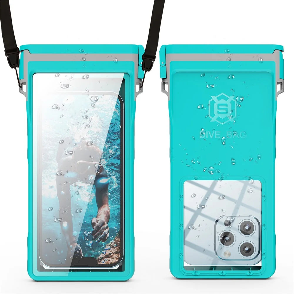 SHELLBOX 15m Waterproof Cellphone Pouch 7-inch Phone Touch Screen Diving Swimming Drifting Protective Bag - Blue - 1