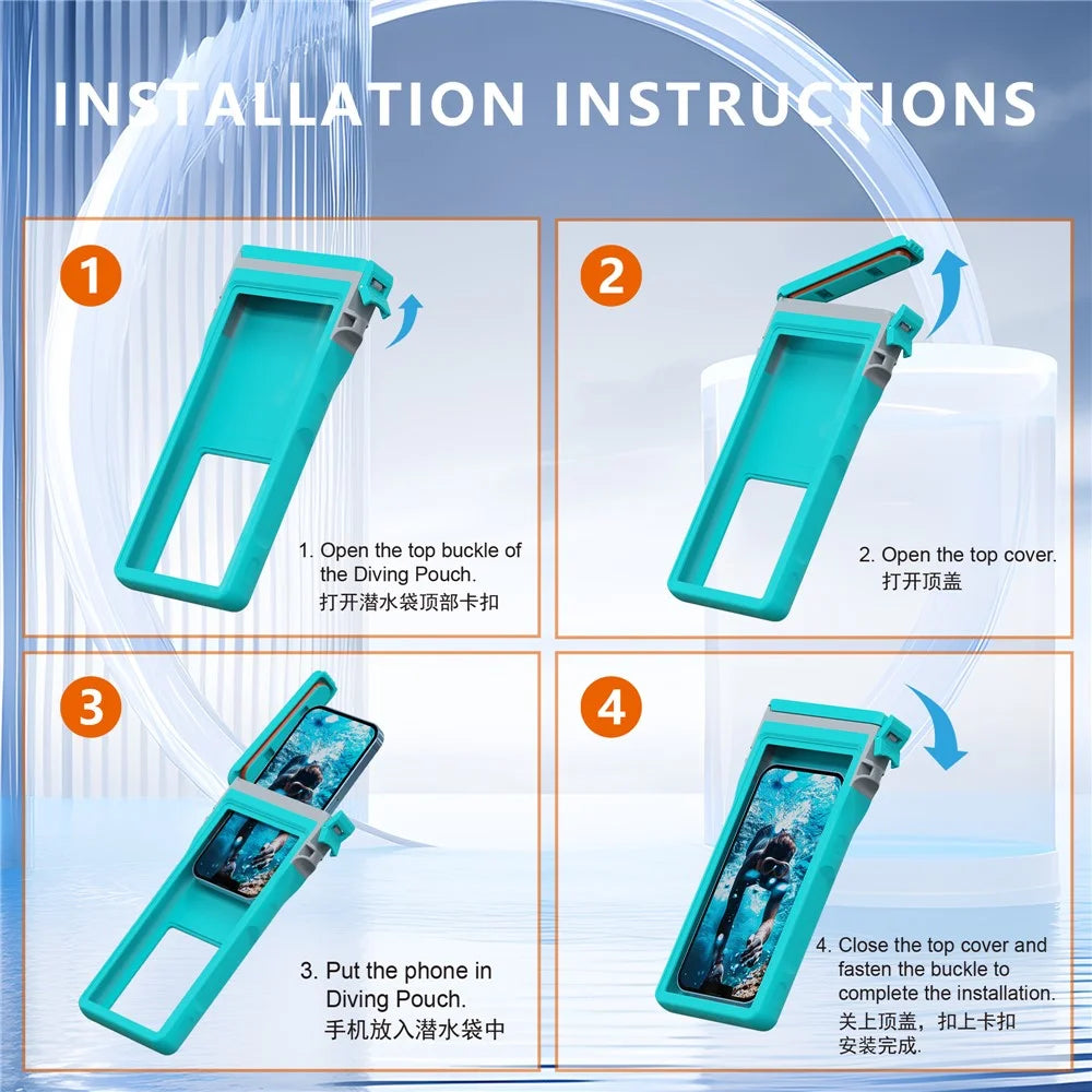 SHELLBOX 15m Waterproof Cellphone Pouch 7-inch Phone Touch Screen Diving Swimming Drifting Protective Bag - Blue - 2