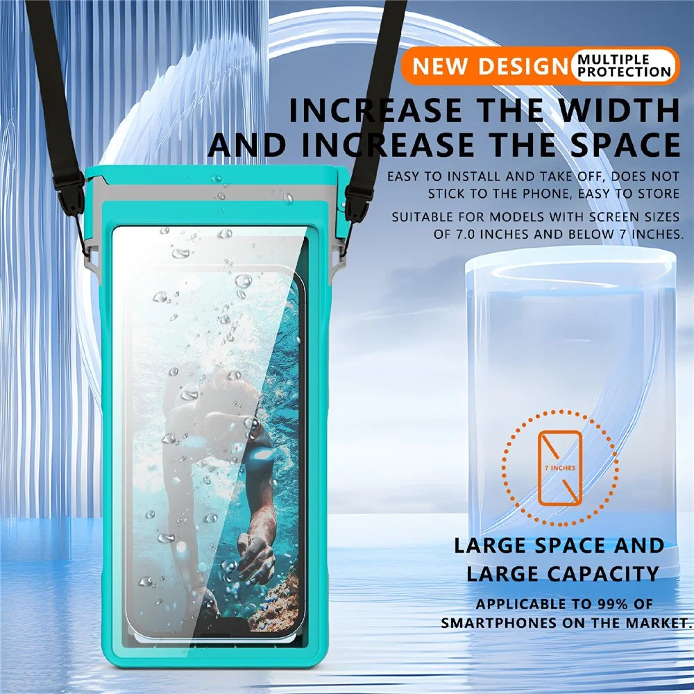 SHELLBOX 15m Waterproof Cellphone Pouch 7-inch Phone Touch Screen Diving Swimming Drifting Protective Bag - Blue - 4