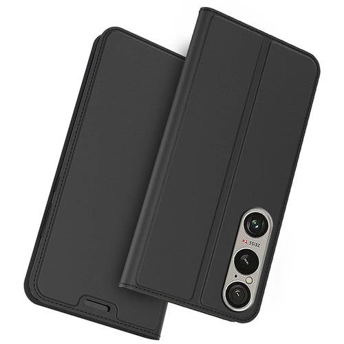 For Sony Xperia 1 VI Case Leather Folio Flip Cover Magnetic Closure - Black - 1