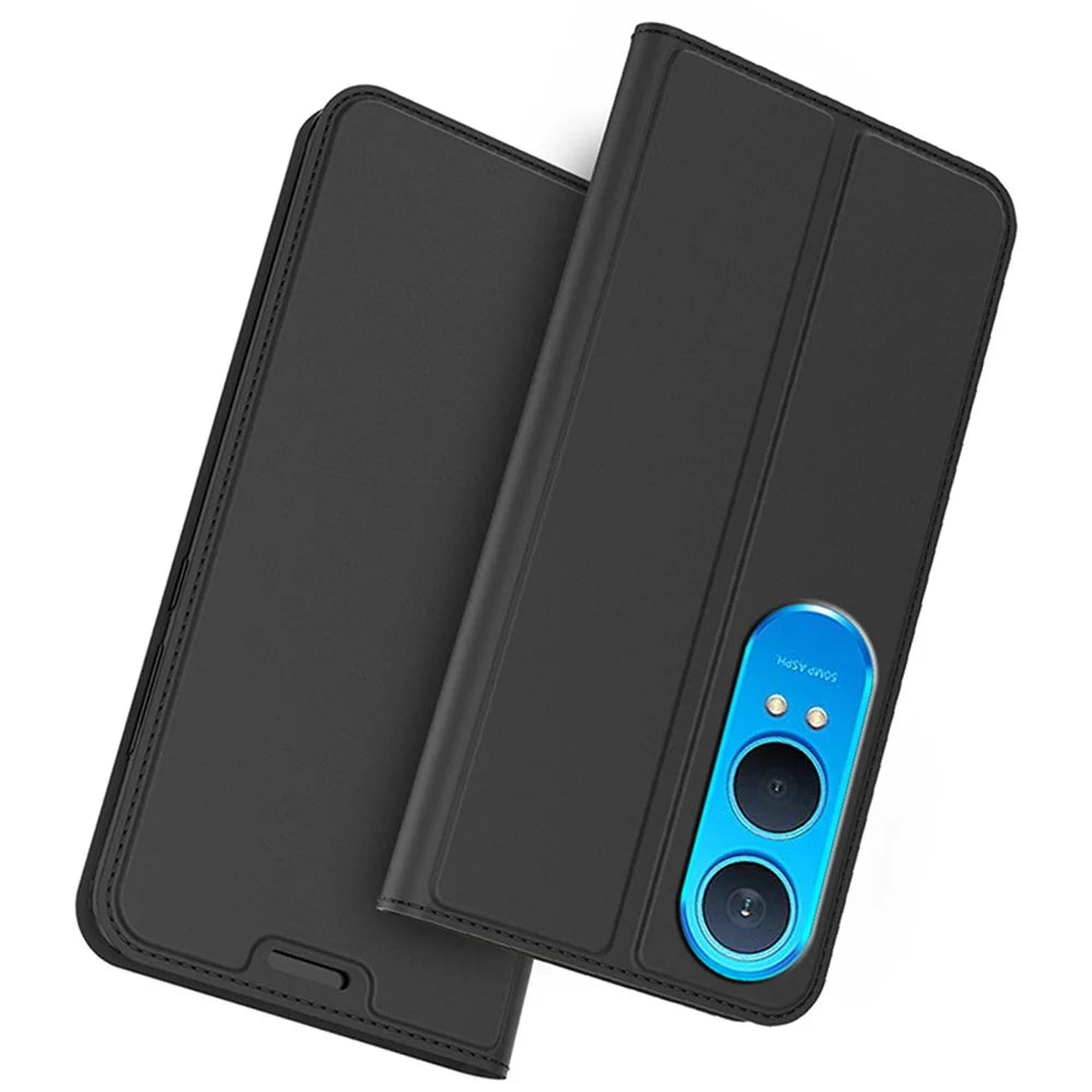 For OnePlus Nord CE4 Lite Case Leather Magnetic Closure Stand Bookstyle Phone Cover - Black - 1