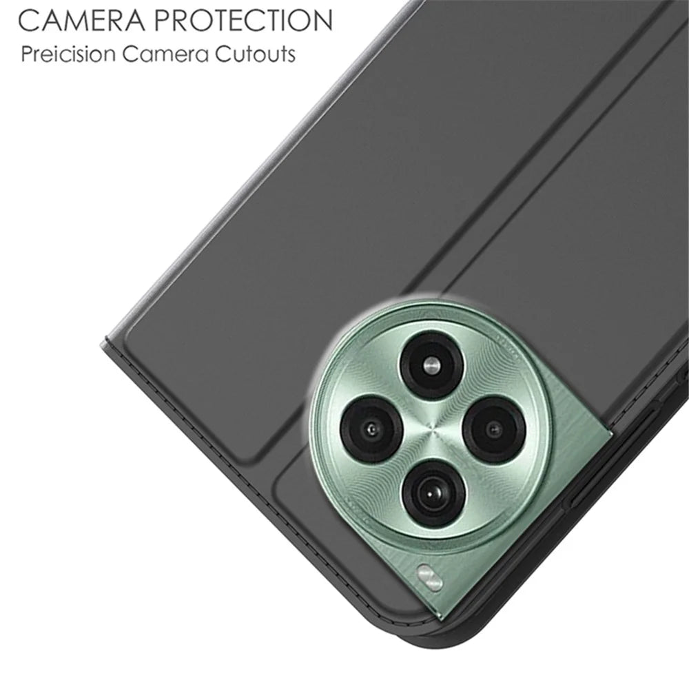 For OnePlus Ace 3 Pro 5G Case Leather Phone Cover Folding Stand Strong Magnetic Closure - Black - 5