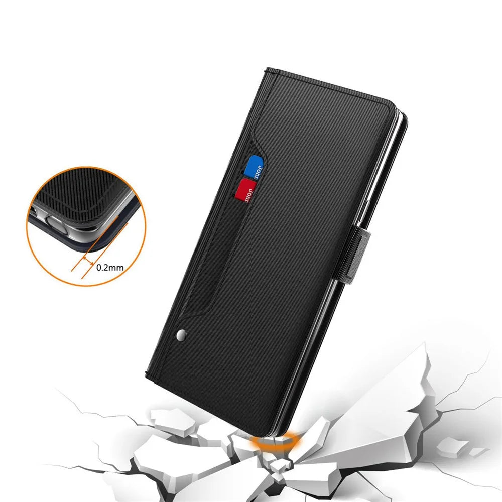 For Sony Xperia 10 VI Case PU Leather TPU Inner Shell Flip Phone Cover with Mirror - Black - 4