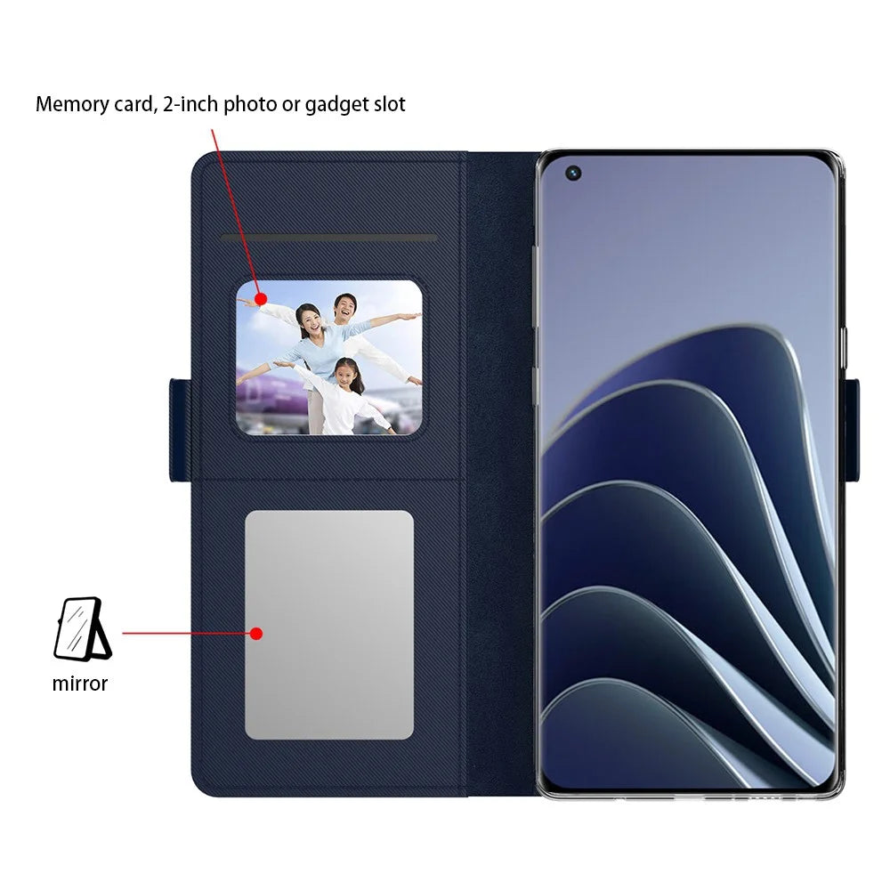 For OnePlus Nord CE4 Lite 5G Case Mirror Design PU Leather Phone Cover Card Holder - Blue - 3