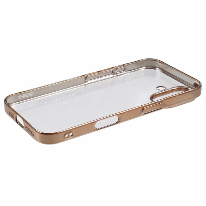 X-LEVEL For iPhone 16 Case Hard PC Transparent Shockproof Phone Cover - Gold - 4