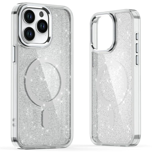 For iPhone 15 Pro Max Case Glitter Design TPU+PC Phone Cover Compatible with MagSafe - Transparent - 1