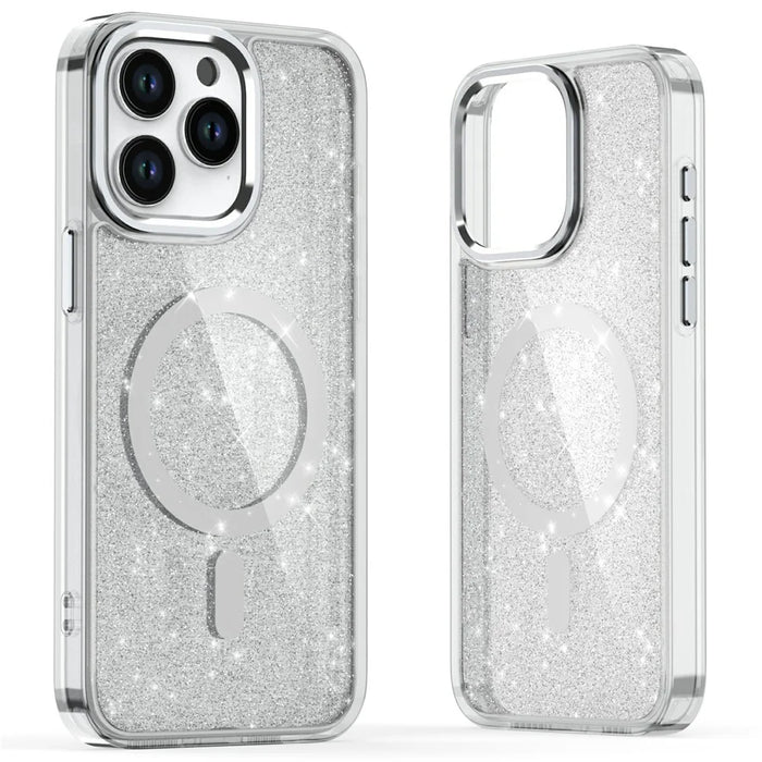 For iPhone 15 Pro Max Case Glitter Design TPU+PC Phone Cover Compatible with MagSafe - Transparent - 1