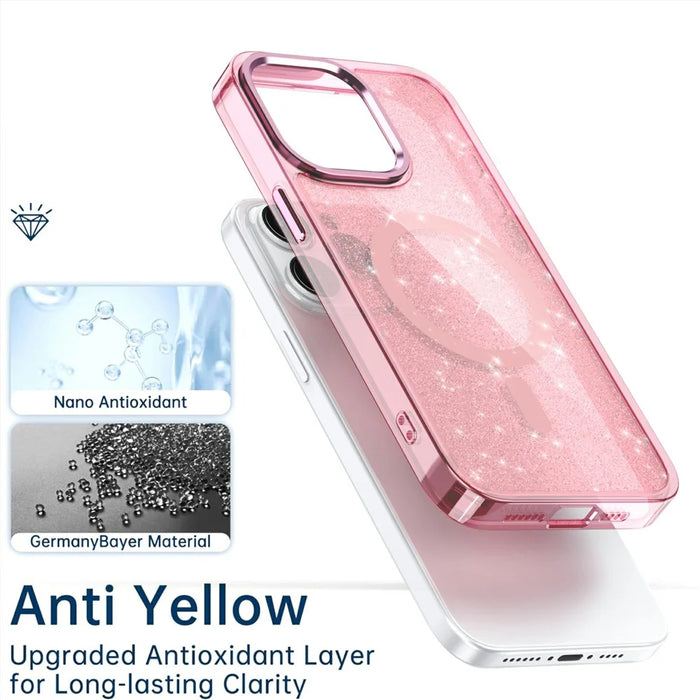 For iPhone 15 Pro Max Case Glitter Design TPU+PC Phone Cover Compatible with MagSafe - Transparent - 4