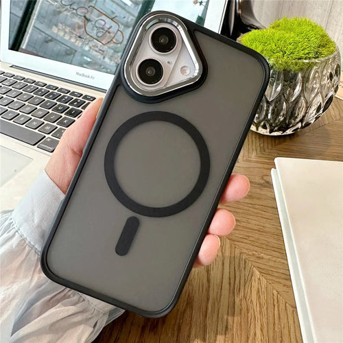 For iPhone 16 Case Compatible with MagSafe Colored Edge PC+TPU Phone Cover - Black - 1