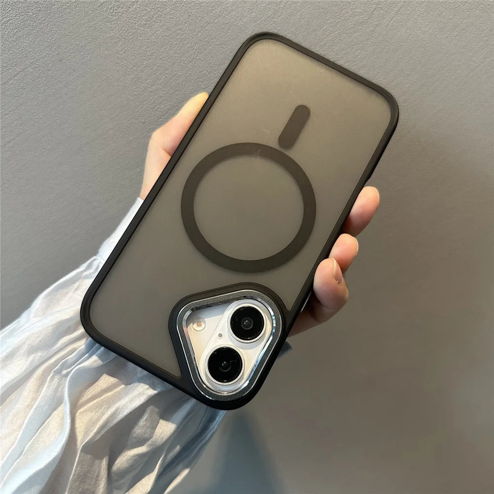 For iPhone 16 Case Compatible with MagSafe Colored Edge PC+TPU Phone Cover - Black - 2
