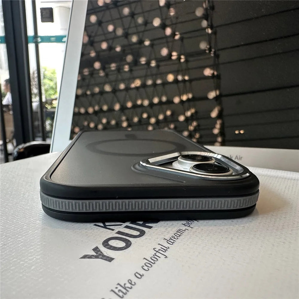 For iPhone 16 Case Compatible with MagSafe Colored Edge PC+TPU Phone Cover - Black - 7