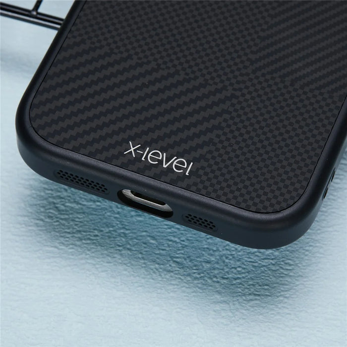 X-LEVEL For iPhone 14 Pro Max Case Hard PC Anti-Scratch Phone Cover Carbon Nano Fiber Texture - Black - 6