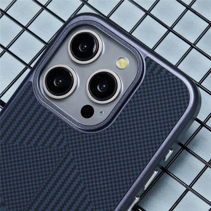 X-LEVEL For iPhone 14 Pro Max Case Shockproof PC Hard Phone Cover Carbon Nano Fiber Texture - Blue - 5