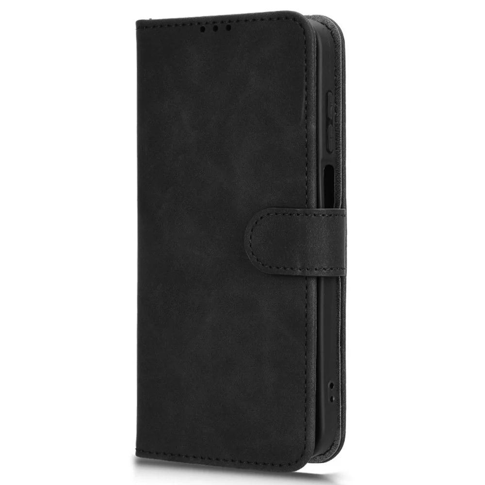 For Samsung Galaxy M35 5G Case Skin-Feel Leather Anti-Drop Wallet Flip Phone Cover - Black - 4