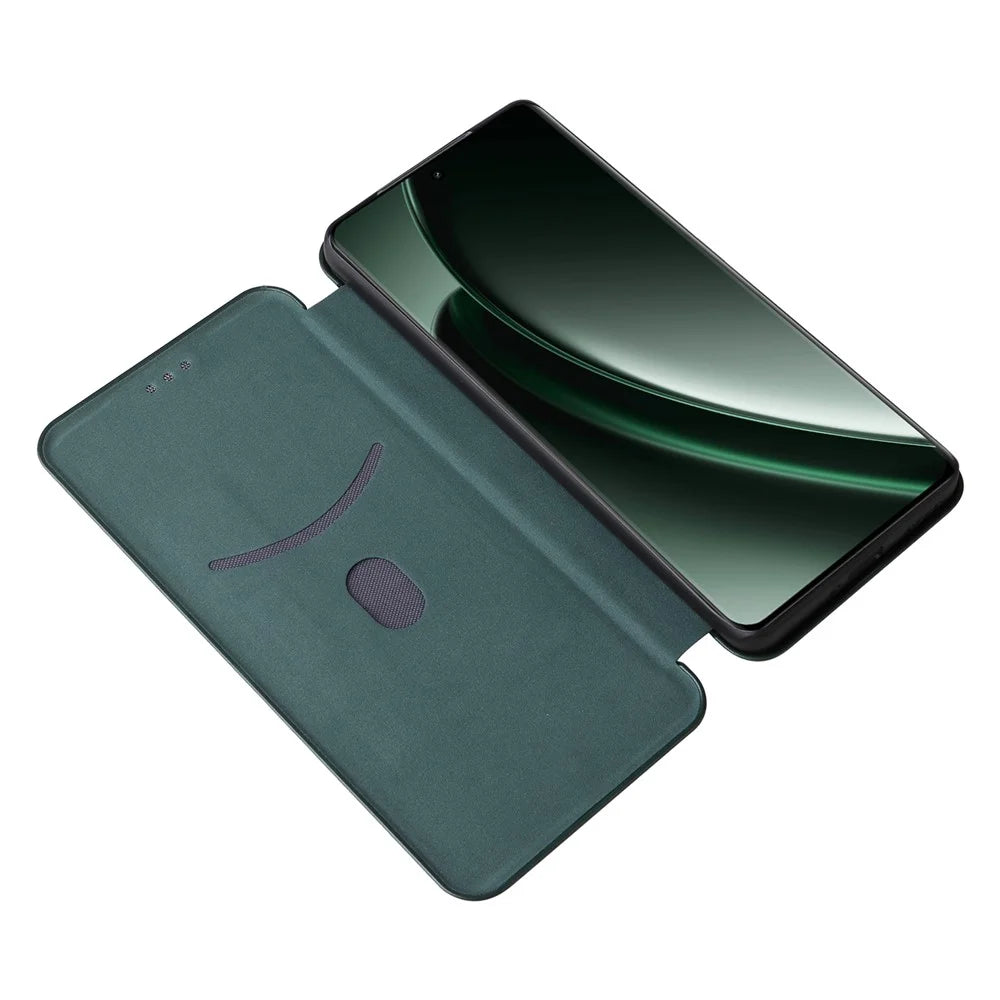For Realme GT 6 5G / 6T 5G / Neo6 SE 5G / Neo6 5G Case Card Slot Carbon Fiber Texture Leather Phone Cover - Green - 2