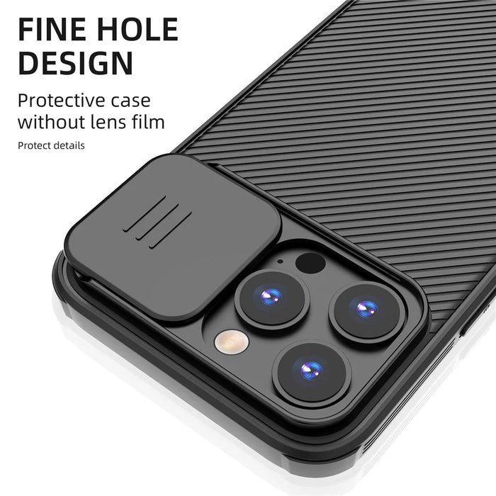 For iPhone 14 Pro Max Magnetic Case PC+TPU Phone Cover Slide Camera Protector - Blue - 3