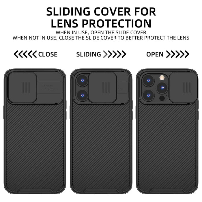 For iPhone 14 Pro Max Magnetic Case PC+TPU Phone Cover Slide Camera Protector - Blue - 5