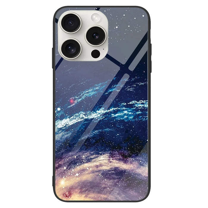 For iPhone 16 Pro Max Case Tempered Glass+PC+TPU Phone Protector Pattern Printing - The Milky Way - 1
