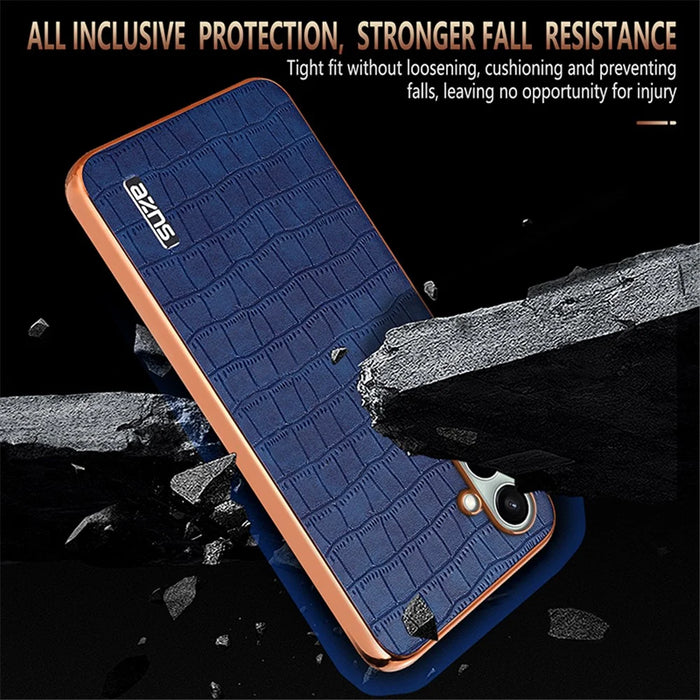 AZNS For Samsung Galaxy S24 FE Case Electroplating Crocodile Texture PU+TPU Phone Cover - Brown - 5