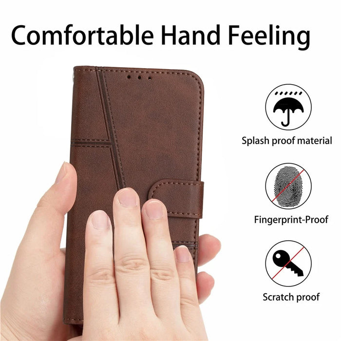 For iPhone 16 Plus Wallet Case Flip Book PU Leather Protective Phone Cover - Brown - 4