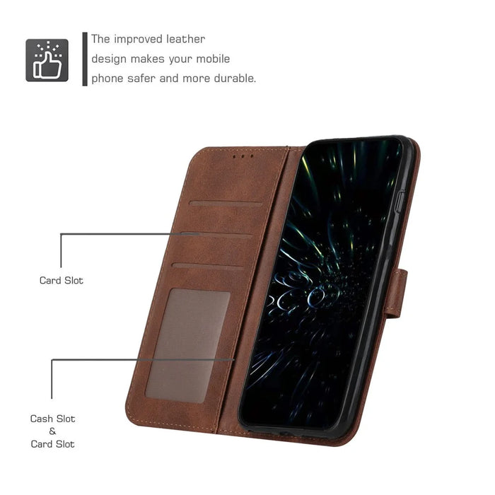 For iPhone 16 Plus Wallet Case Flip Book PU Leather Protective Phone Cover - Brown - 5