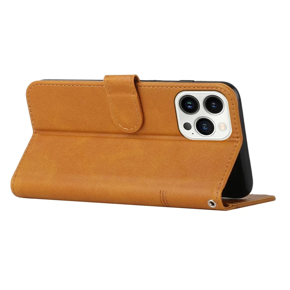 For iPhone 16 Pro Max Case TPU Interior Protective Leather Wallet Phone Cover - Yellow - 3