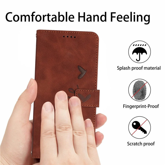 For Google Pixel 10 Pro XL / 9 Pro XL Case Viewing Stand PU Leather Phone Cover Imprinted Pattern - Brown - 7