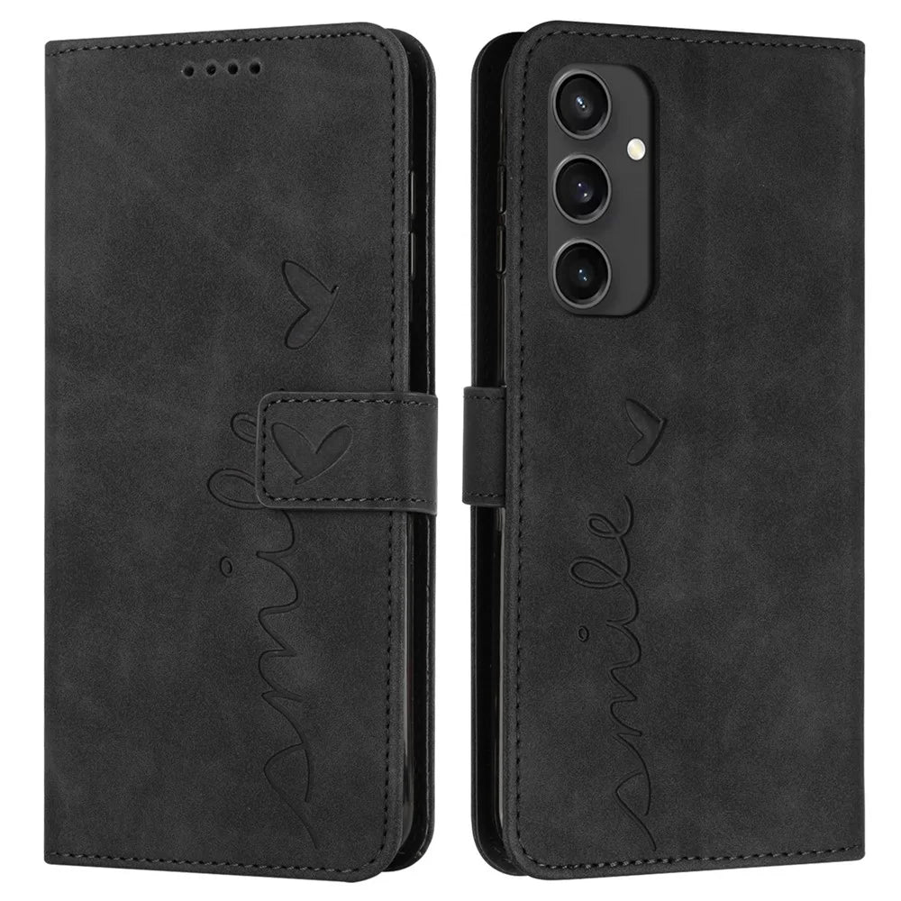 For Samsung Galaxy S24 FE Case Folding Stand PU Leather Phone Cover with Card Slots - Black - 1