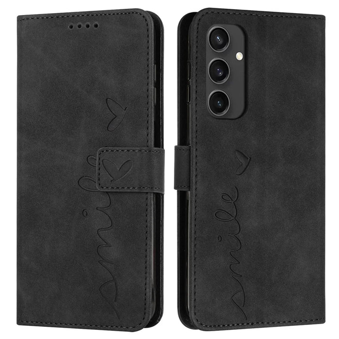 For Samsung Galaxy S24 FE Case Folding Stand PU Leather Phone Cover with Card Slots - Black - 1