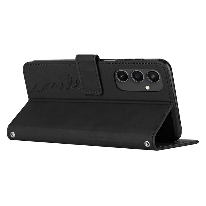 For Samsung Galaxy S24 FE Case Folding Stand PU Leather Phone Cover with Card Slots - Black - 3