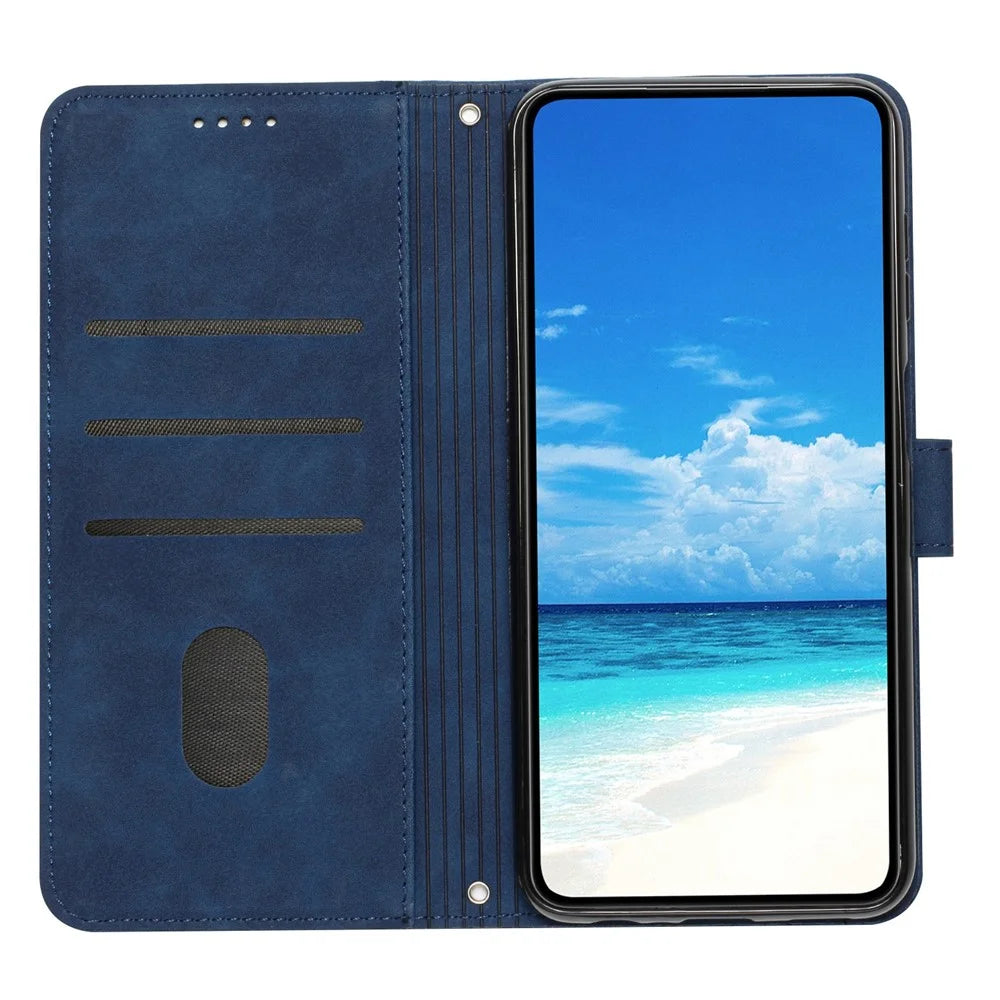 For iPhone 16 Case PU Leather Skin Touch Feeling Wallet Phone Cover - Sapphire - 2