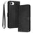 For iPhone 17e / 16e Case Calf Texture Leather Wallet Shockproof Flip Cover with Hand Strap - Black - 1