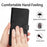 For iPhone 16 Wallet Case Calf Texture Leather Phone Cover Purse with Hand Strap - Black - 5