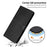 For iPhone 16 Wallet Case Calf Texture Leather Phone Cover Purse with Hand Strap - Black - 6