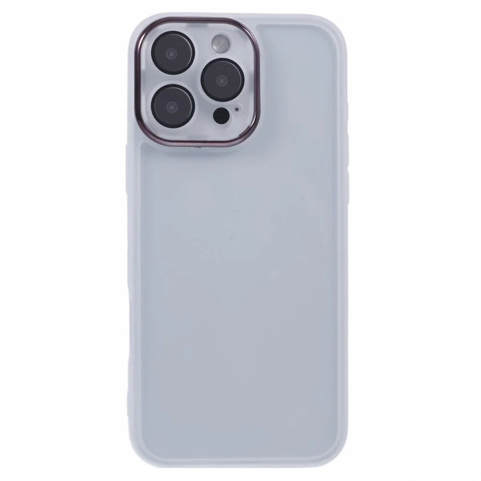 DKSM Series For iPhone 16 Pro Case TPU Protective Cell Phone Cover Electroplated Camera Frame - Transparent White - 3