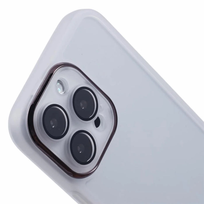 DKSM Series For iPhone 16 Pro Case TPU Protective Cell Phone Cover Electroplated Camera Frame - Transparent White - 6
