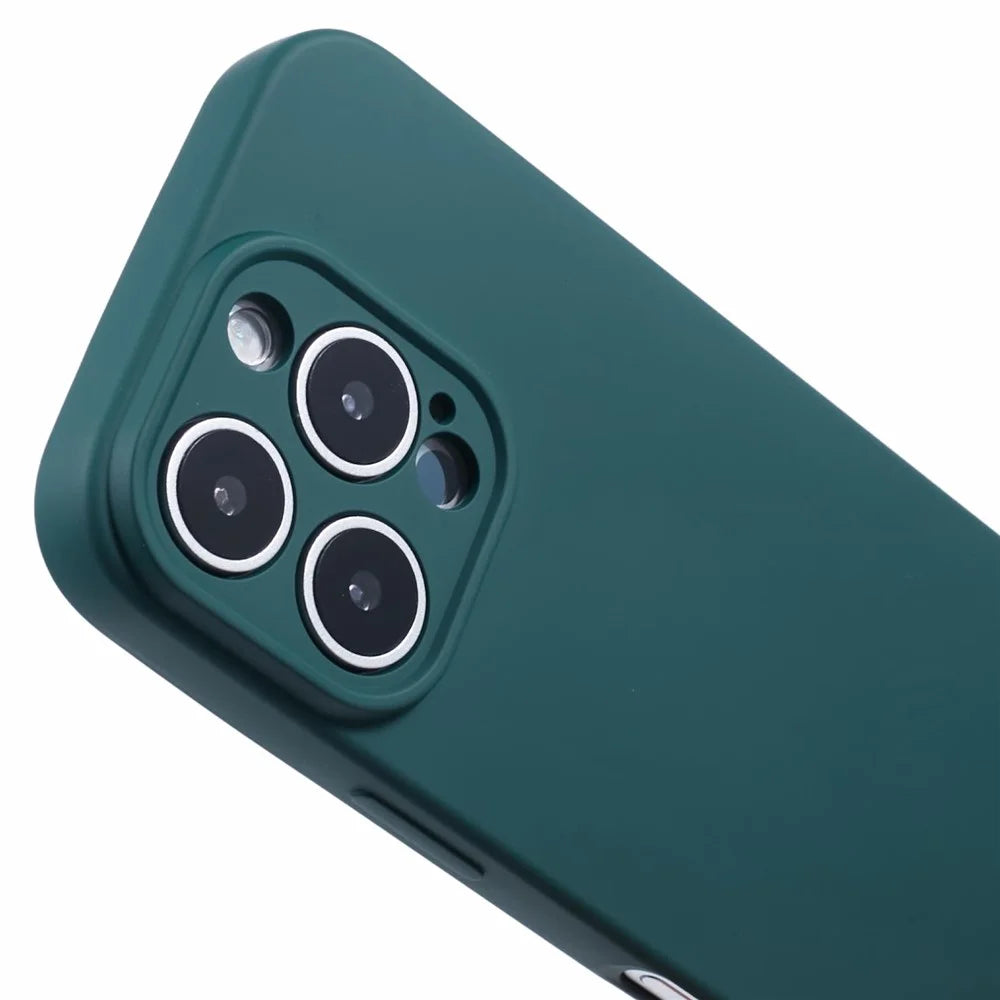For iPhone 16 Pro Crossbody Case Flexible TPU Fiber Lining Anti-Shock Phone Cover - Army Green - 4