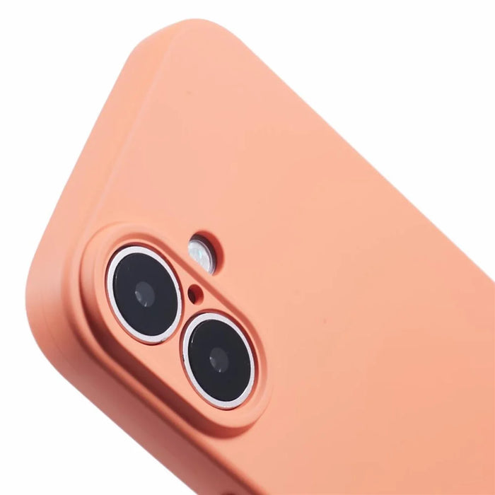 For iPhone 16 Case Fiber Lining TPU Soft Touch Phone Cover Drop Protection - Orange - 6