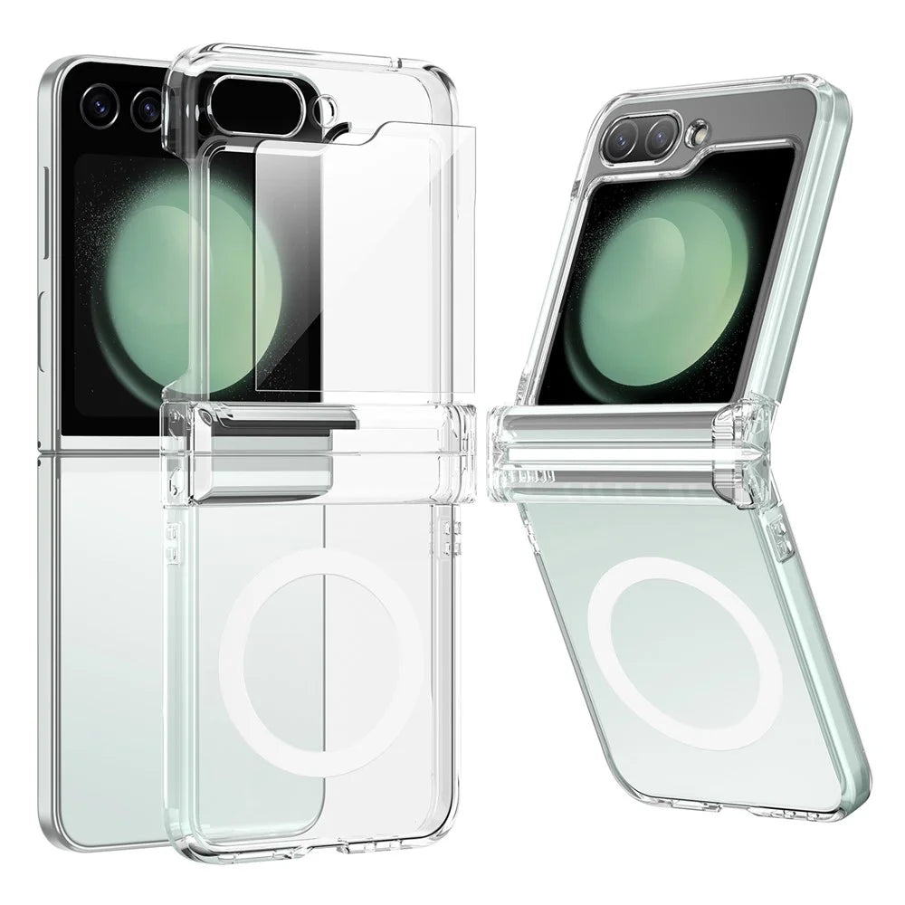 For Samsung Galaxy Z Flip7 FE 5G / Z Flip6 5G Magnetic Clear Case TPU+PC Airbag Protective Phone Cover - 1