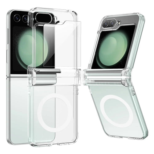 For Samsung Galaxy Z Flip7 FE 5G / Z Flip6 5G Magnetic Clear Case TPU+PC Airbag Protective Phone Cover - 1