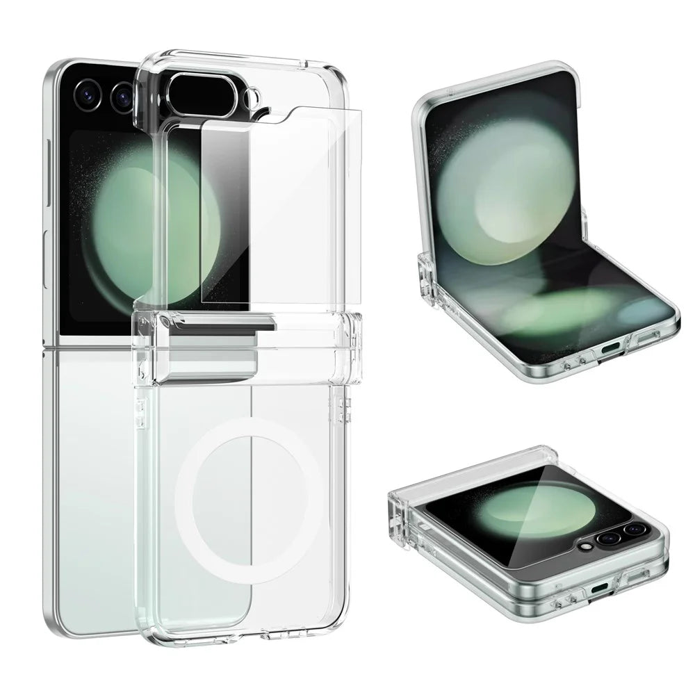 For Samsung Galaxy Z Flip7 FE 5G / Z Flip6 5G Magnetic Clear Case TPU+PC Airbag Protective Phone Cover - 2