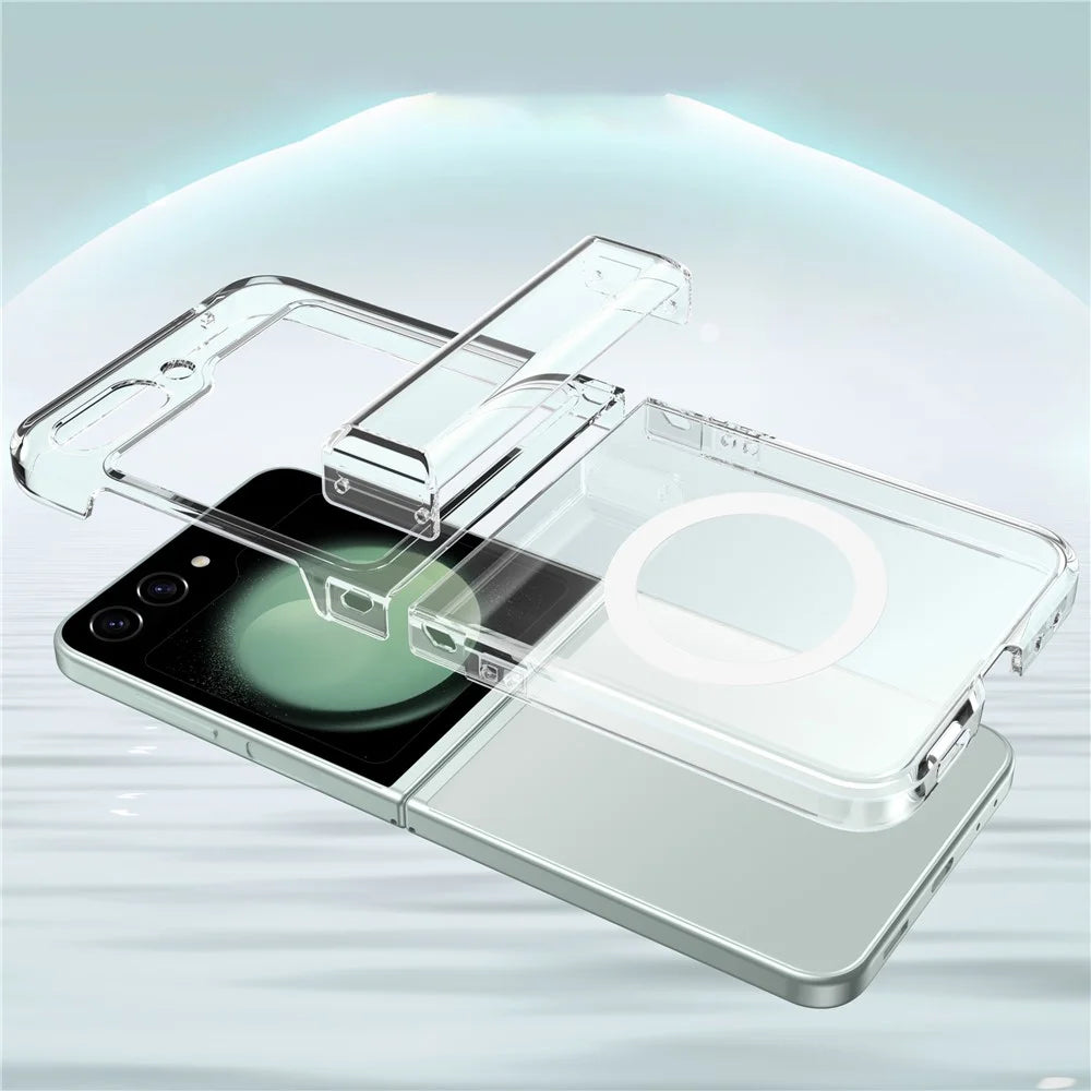 For Samsung Galaxy Z Flip7 FE 5G / Z Flip6 5G Magnetic Clear Case TPU+PC Airbag Protective Phone Cover - 4