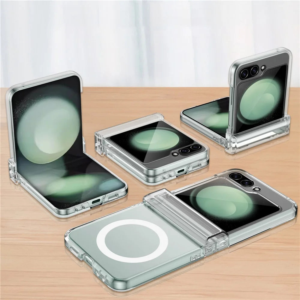 For Samsung Galaxy Z Flip7 FE 5G / Z Flip6 5G Magnetic Clear Case TPU+PC Airbag Protective Phone Cover - 5