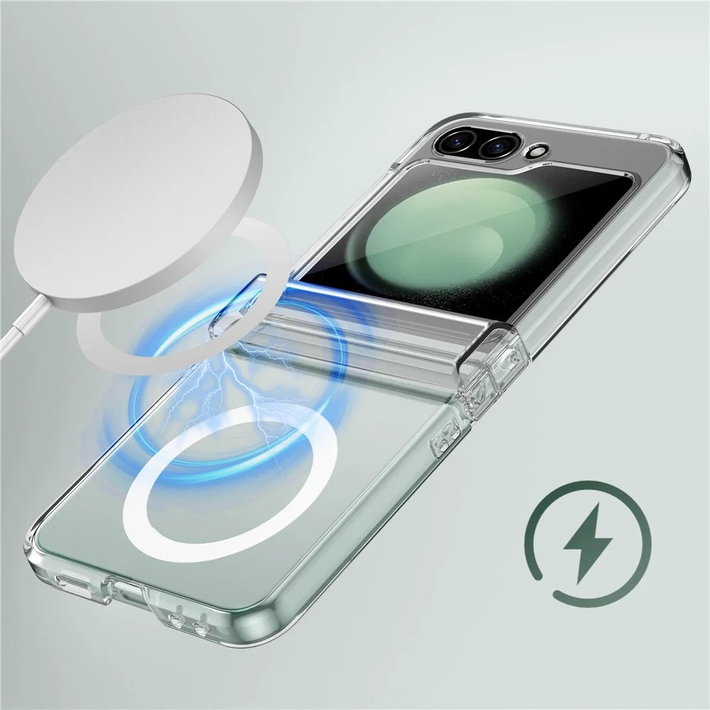 For Samsung Galaxy Z Flip7 FE 5G / Z Flip6 5G Magnetic Clear Case TPU+PC Airbag Protective Phone Cover - 7