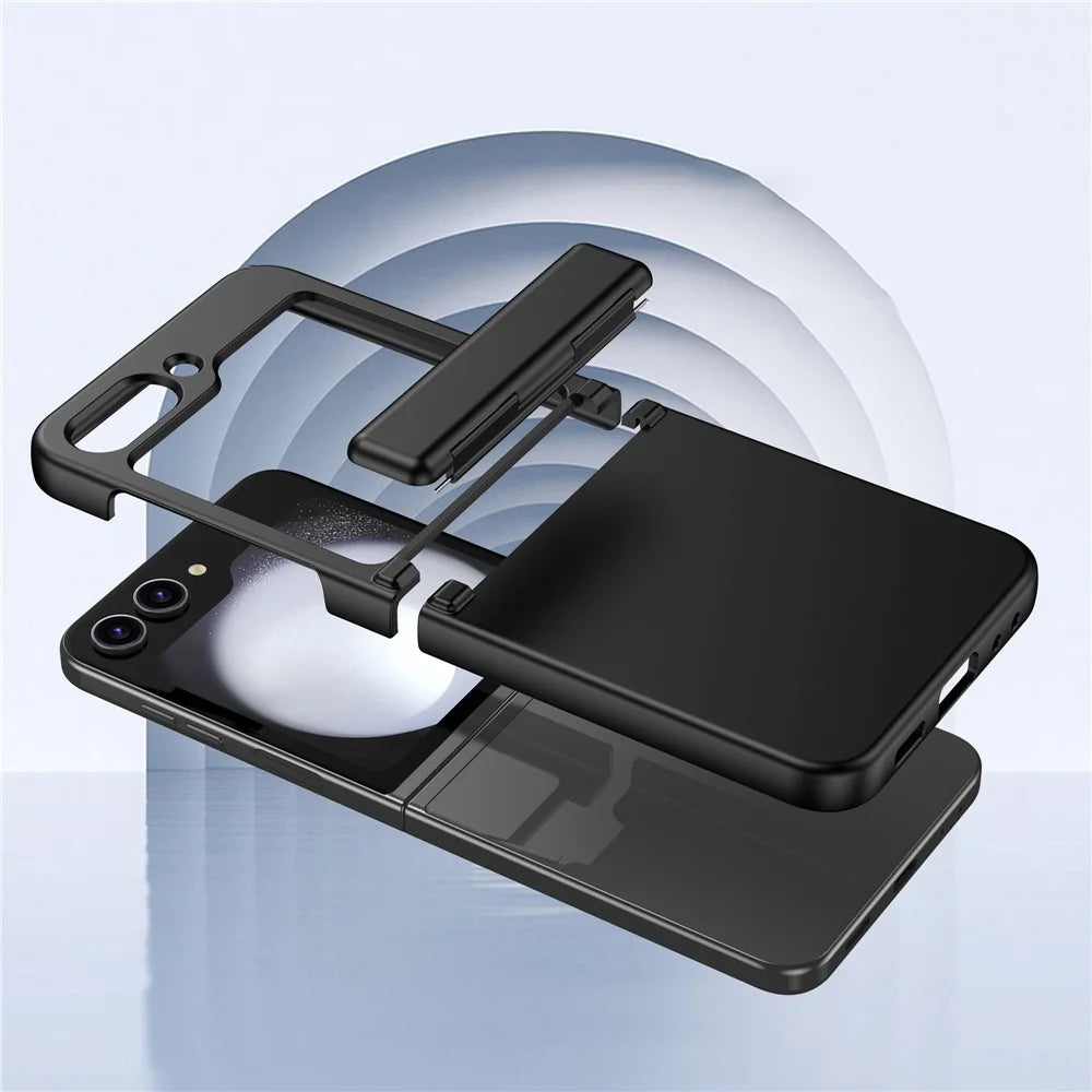 For Samsung Galaxy Z Flip7 FE 5G / Z Flip6 5G Case Hinge Protection TPU+PC Phone Cover - Black - 5
